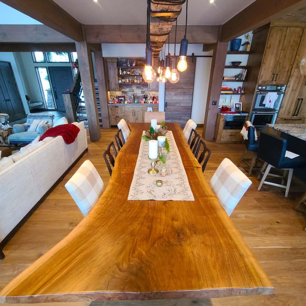 Custom Solid Slab Black Walnut Dining Table | Blue Snow